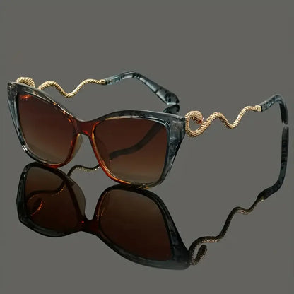 Isabella Cat-Eye Sunglasses | Animal Print Serpent Embellishment Sunglasses