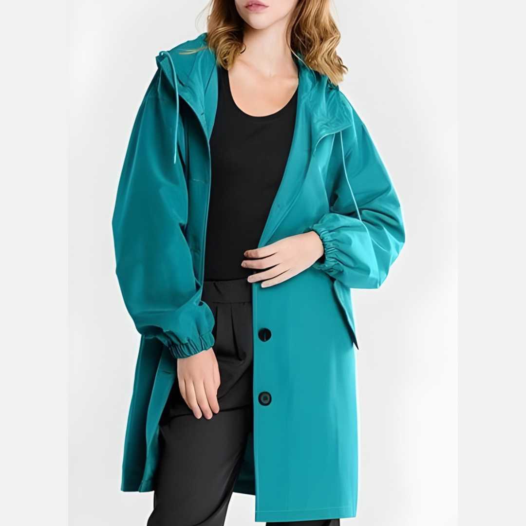 Isla Loose Fit Hooded Coat | Button Front Pockets Coat