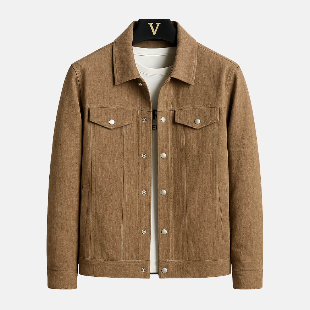 Joshua Regular Fit Button-Up Jacket | Collared Long Sleeve Hip-Length Button-Up Jacket