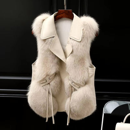 Isabella Relaxed Fit Gilet | Collared Fur Trim Gilet