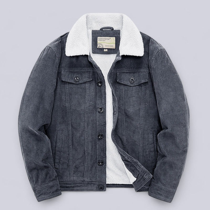 Arthur Regular Fit Corduroy Jacket | Sherpa Collar Button Front Jacket