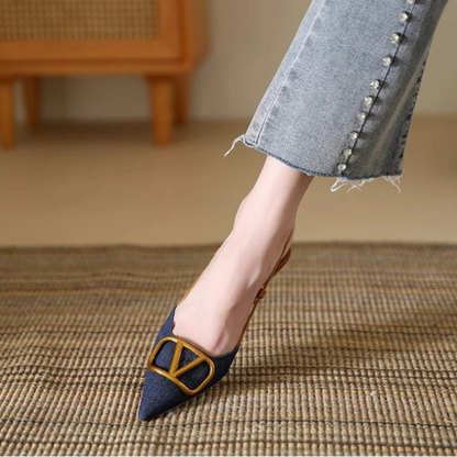 Isabella Solid Slingback Pumps | Pointed Toe Stiletto Heel Pumps