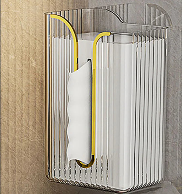 Minimalist Ribbed Acrylic Tissue Dispenser with Shelf