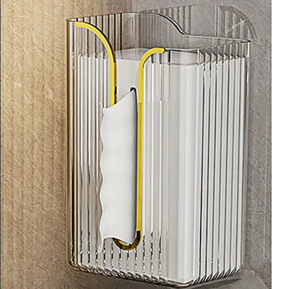 Minimalist Ribbed Acrylic Tissue Dispenser with Shelf