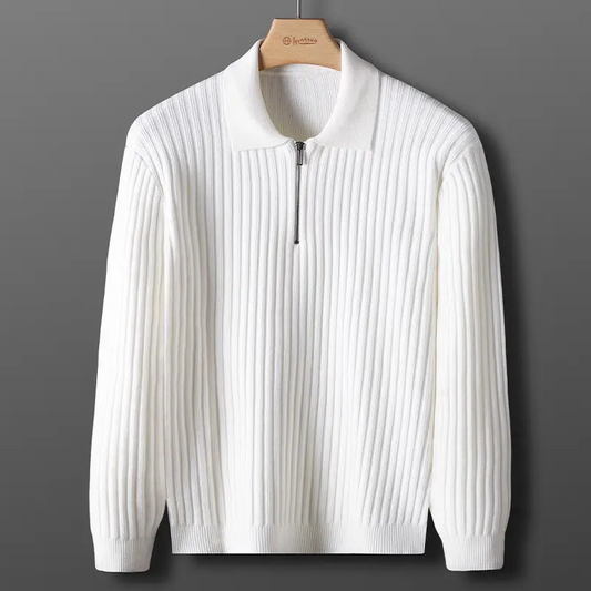 Oscar Ribbed Polo Sweater | Collared Long Sleeve Men’s Sweater