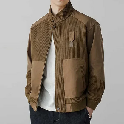 Oscar Relaxed Fit Bomber Jacket | Stand Collar Hip-Length Bomber Jacket