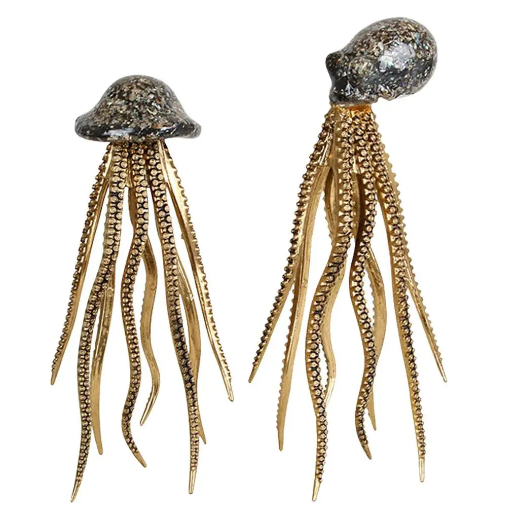 Modern Metallic Octopus Sculpture Set