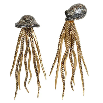 Modern Metallic Octopus Sculpture Set