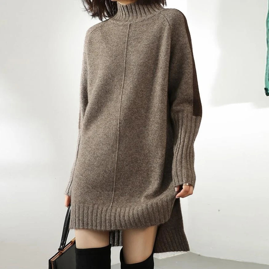 Isabella Relaxed Fit Sweater Dress | Turtleneck Long Sleeve Sweater Dress