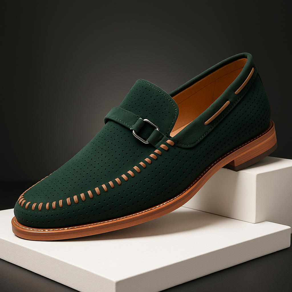 Arthur Leather Slip-On Loafer | Buckle Detail Perforated Loafer