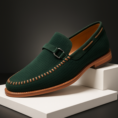 Arthur Leather Slip-On Loafer | Buckle Detail Perforated Loafer