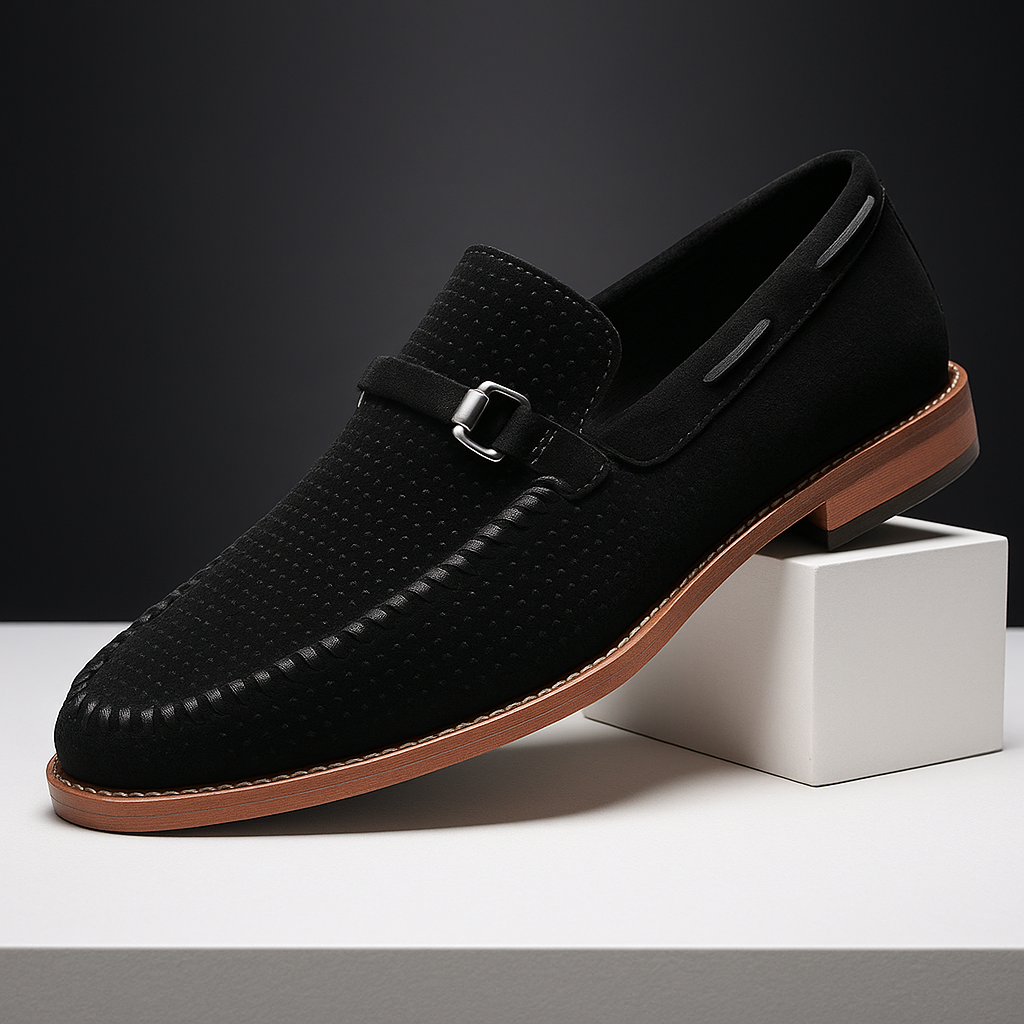Arthur Leather Slip-On Loafer | Buckle Detail Perforated Loafer