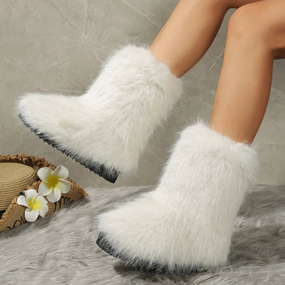 Ivy Furry Ankle Boots | Solid Ankle-Length Furry Ankle Boots