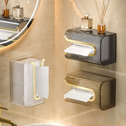 Minimalist Ribbed Acrylic Tissue Dispenser with Shelf