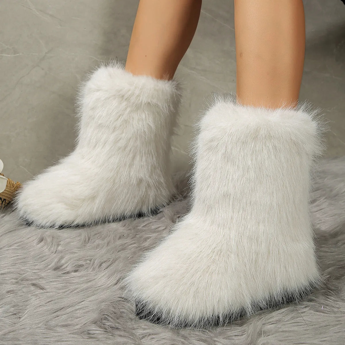 Ivy Furry Ankle Boots | Solid Ankle-Length Furry Ankle Boots