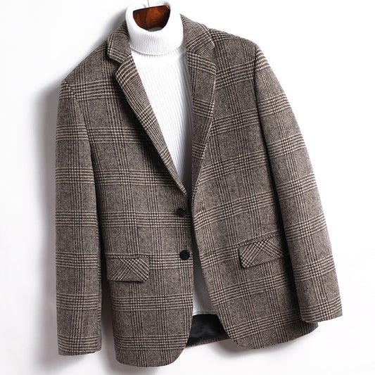Men's Wool Blazer Notch Lapel Single Breasted