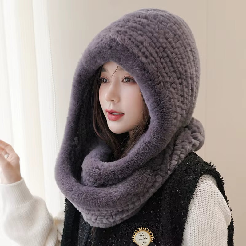Rosie Ribbed Hooded Cowl Neck Hooded Scarf | Relaxed Fit Neck and Head Coverage Scarf