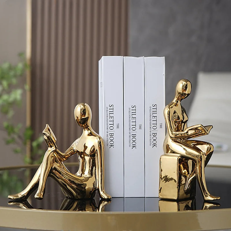 Contemporary Metal Figurine Bookends