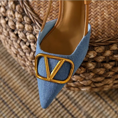 Isabella Solid Slingback Pumps | Pointed Toe Stiletto Heel Pumps