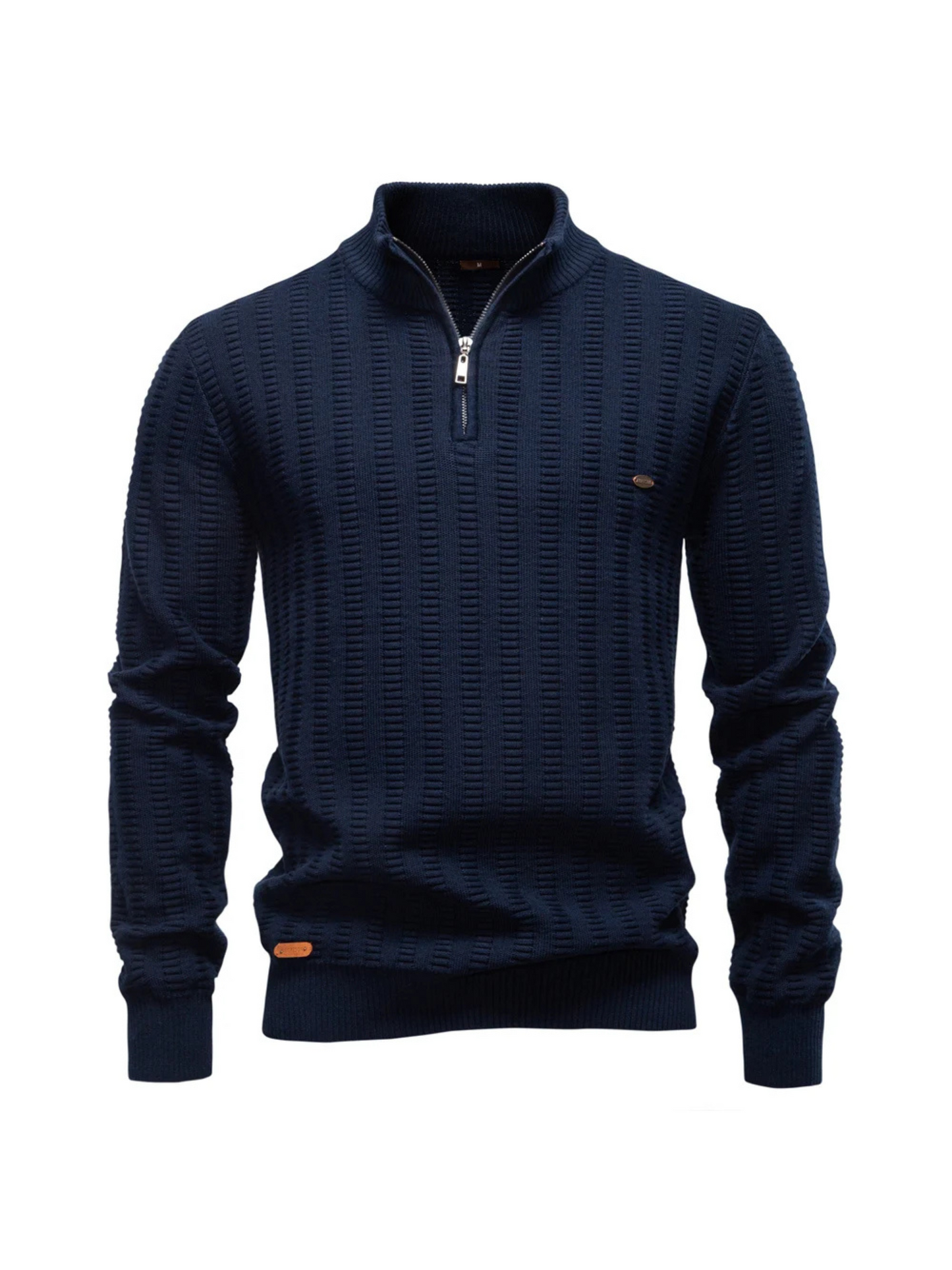 Oscar Regular Fit Quarter-Zip Pullover | Textured Ribbed Cuffs Pullover