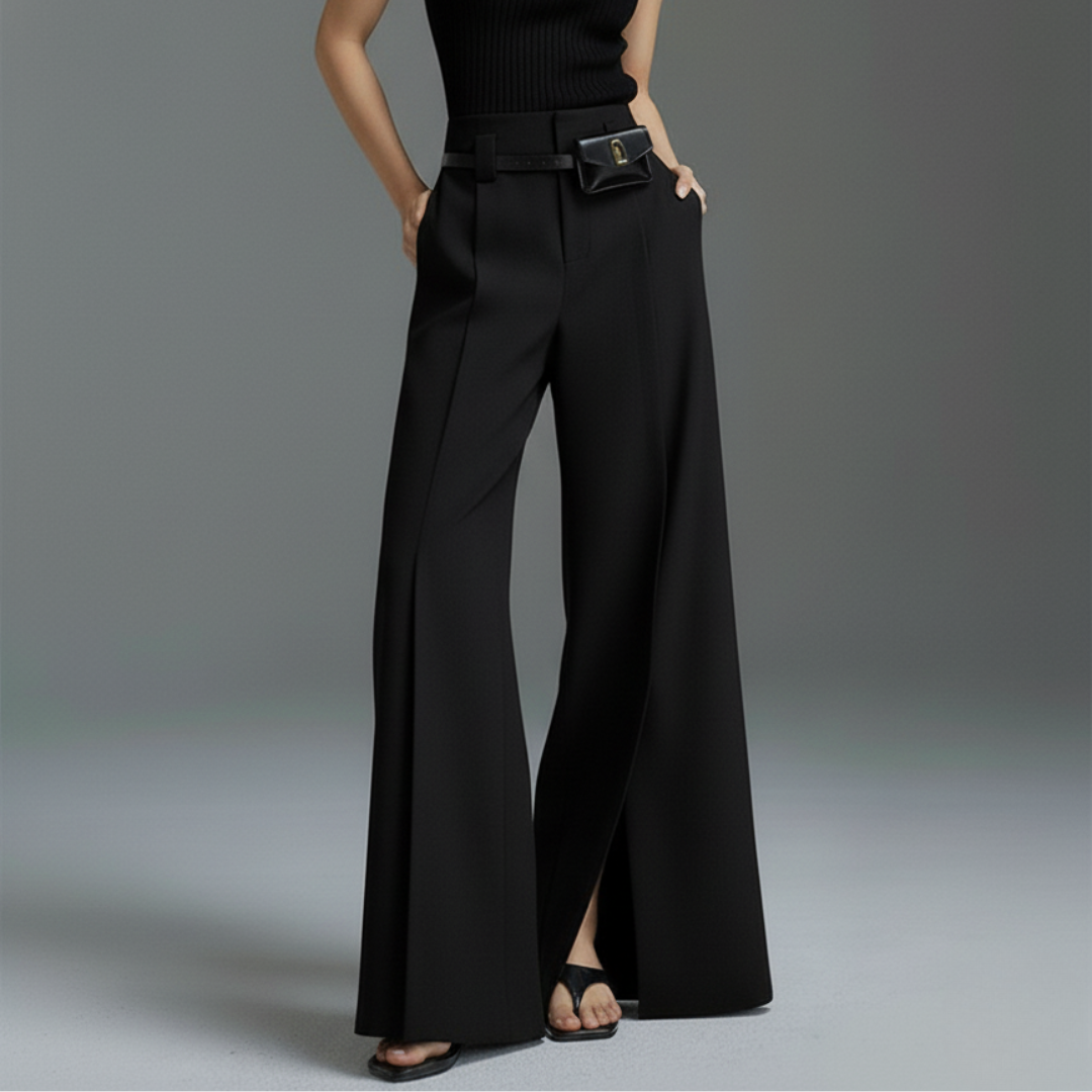 Amelia High-Waist Wide-Leg Trouser | Belted Pleated Trouser