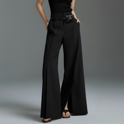 Amelia High-Waist Wide-Leg Trouser | Belted Pleated Trouser