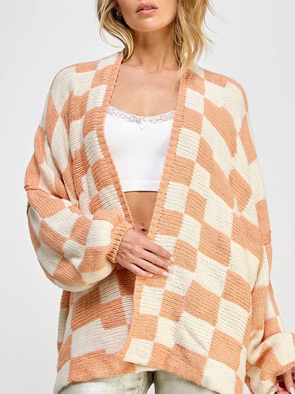 Isla Oversized Cardigan | Check Mid-Thigh Length Cardigan