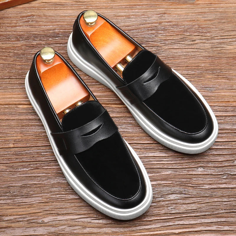 Oliver Mixed Material Loafers | Penny Strap Slip-On Loafers