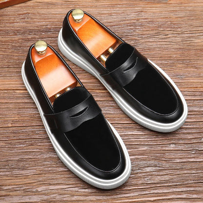 Oliver Mixed Material Loafers | Penny Strap Slip-On Loafers