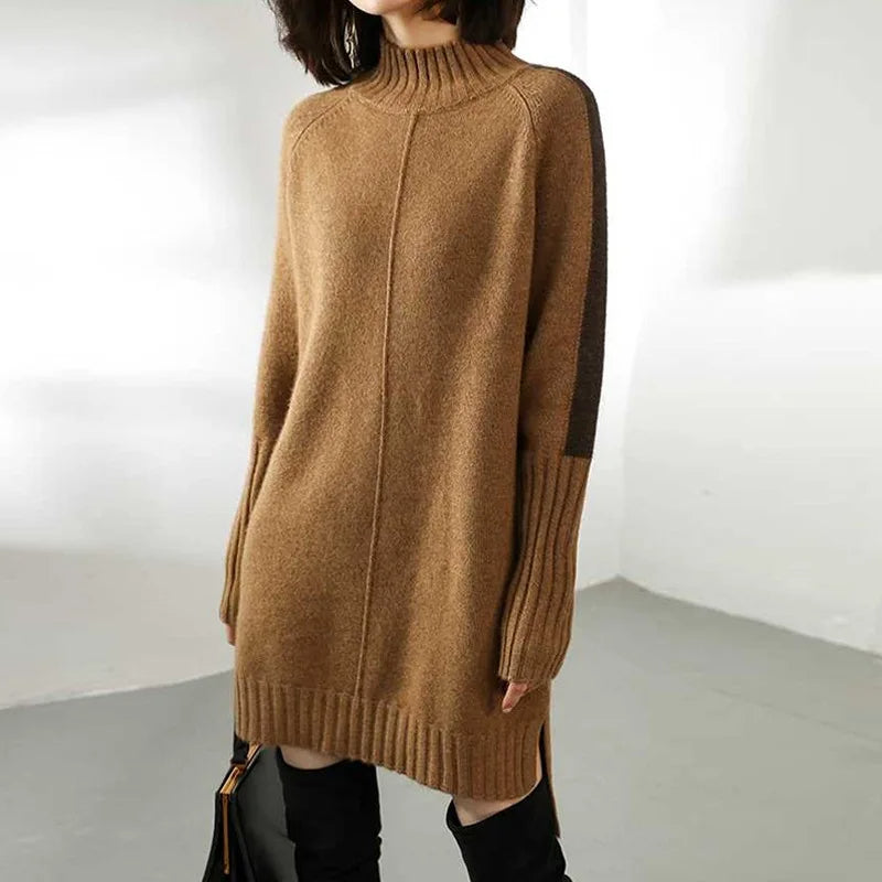 Isabella Relaxed Fit Sweater Dress | Turtleneck Long Sleeve Sweater Dress