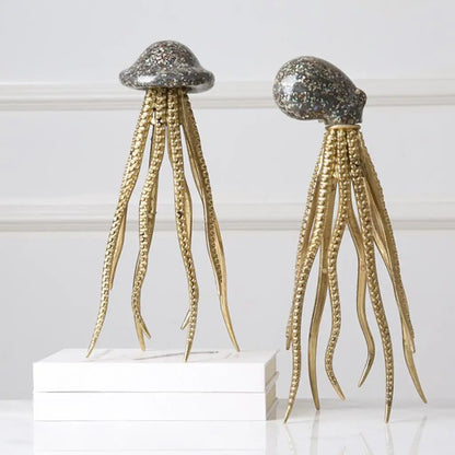 Modern Metallic Octopus Sculpture Set