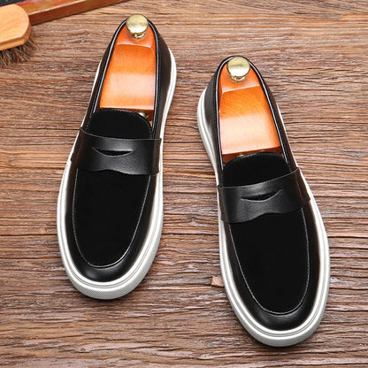Oliver Mixed Material Loafers | Penny Strap Slip-On Loafers