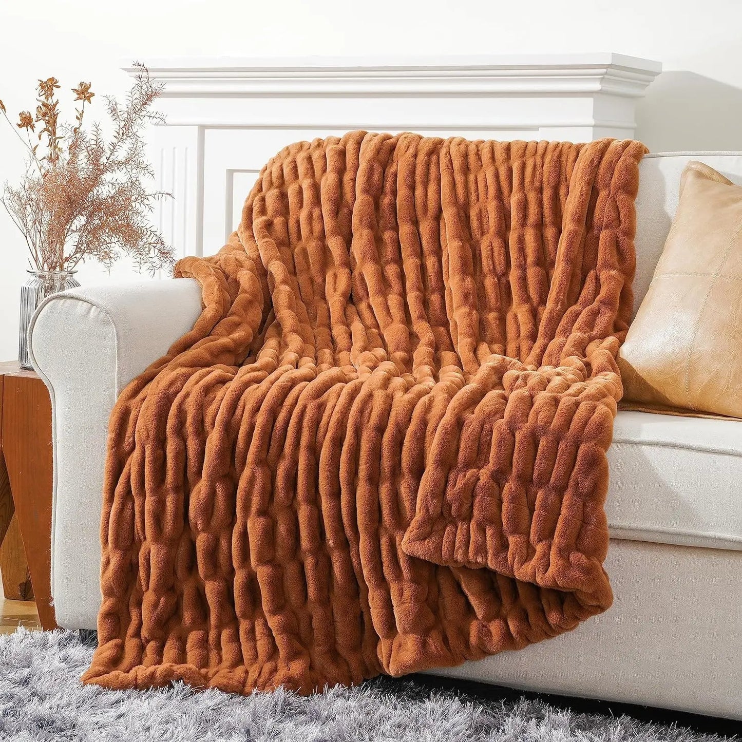 Minimalist Plush Textured Throw Blanket