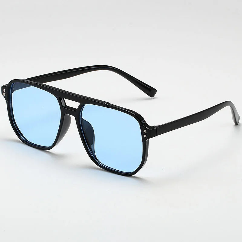 Charlie Solid Square Frame Sunglasses | Double Bridge Thick Frame Sunglasses