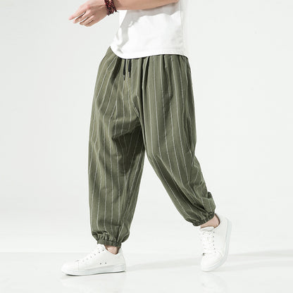 Men's Cotton Linen Ankle Cuff Harem Pants