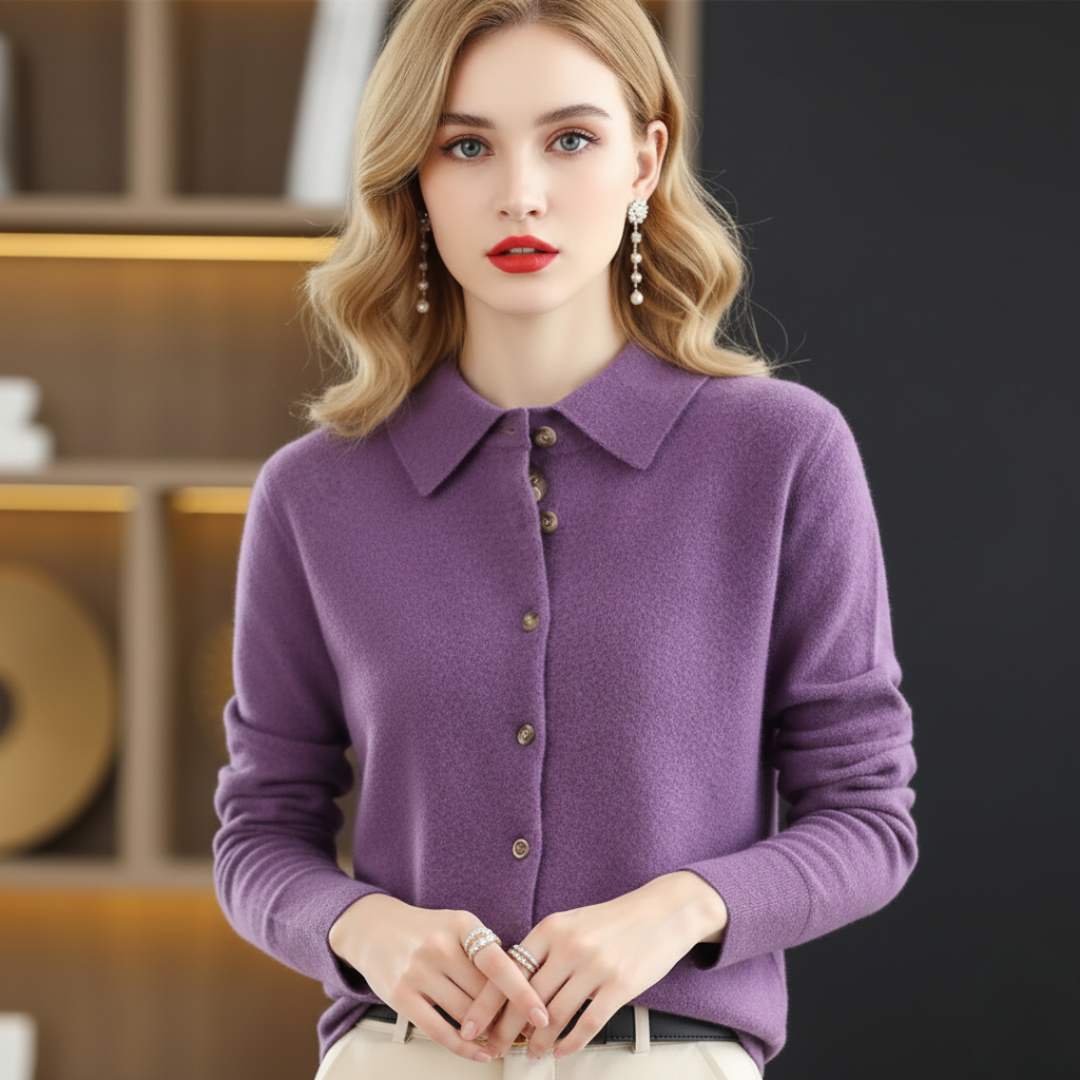 Sienna Regular Fit Knit Shirt | Collared Long Sleeve Knit Shirt