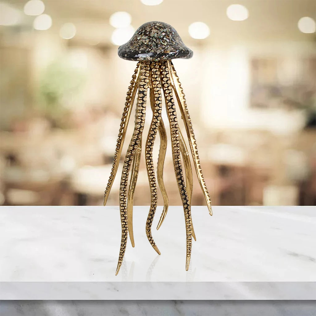 Modern Metallic Octopus Sculpture Set
