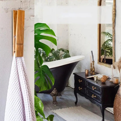 Minimalist Wooden Towel Clamp with Metal Spring