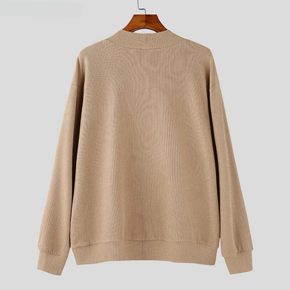 Theo Relaxed Fit Cardigan | V-Neck Ribbed Knit Cardigan