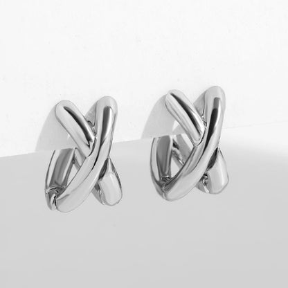Sienna Crossover Two-Tone Hoop Earrings | Solid Hoop Earrings