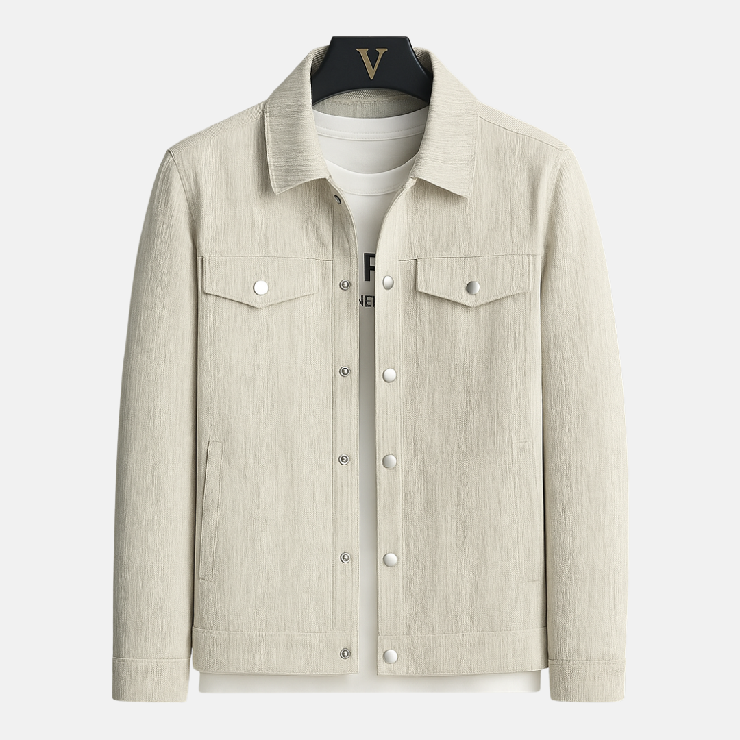 Joshua Regular Fit Button-Up Jacket | Collared Long Sleeve Hip-Length Button-Up Jacket