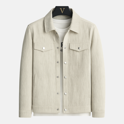 Joshua Regular Fit Button-Up Jacket | Collared Long Sleeve Hip-Length Button-Up Jacket