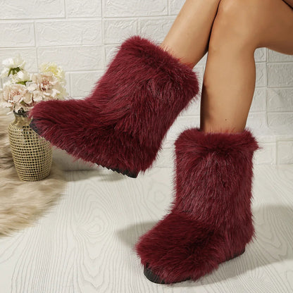 Ivy Furry Ankle Boots | Solid Ankle-Length Furry Ankle Boots
