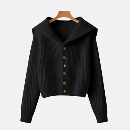 Isla Cropped Cardigan | Shawl Collar Ribbed Cardigan