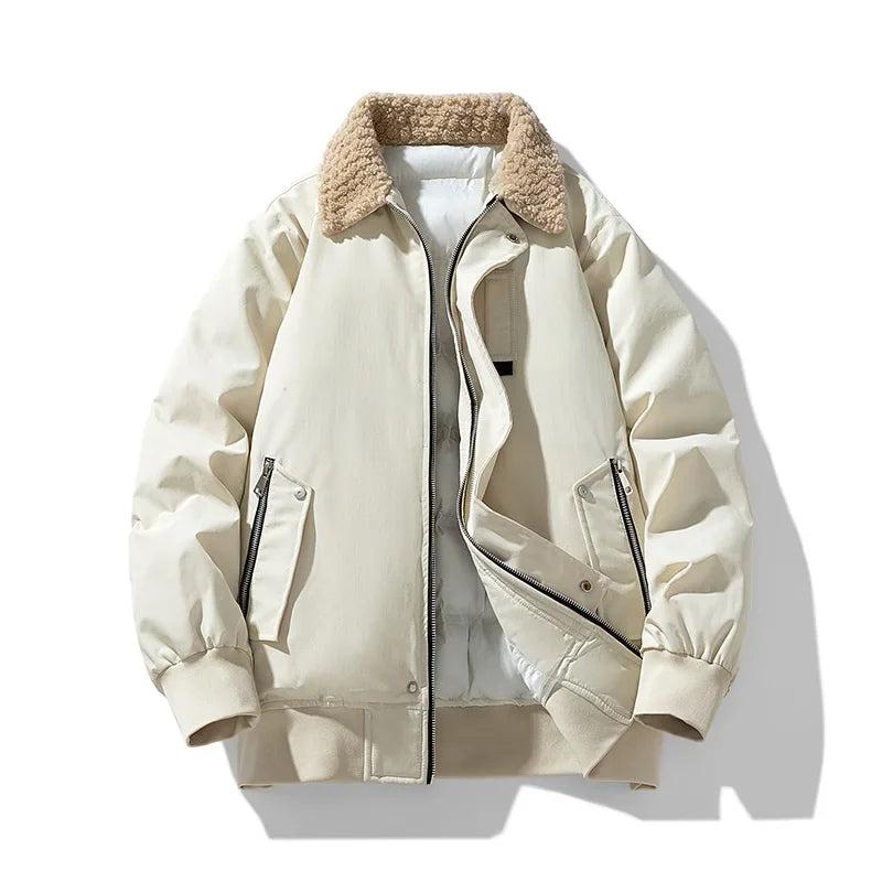 Theodore Relaxed Fit Bomber Jacket | Sherpa Collar Quilted Bomber Jacket