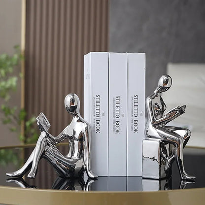 Contemporary Metal Figurine Bookends