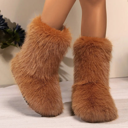 Ivy Furry Ankle Boots | Solid Ankle-Length Furry Ankle Boots
