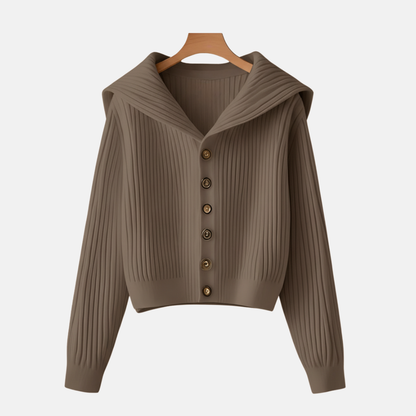 Isla Cropped Cardigan | Shawl Collar Ribbed Cardigan