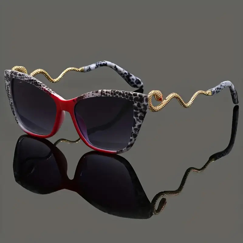 Isabella Cat-Eye Sunglasses | Animal Print Serpent Embellishment Sunglasses