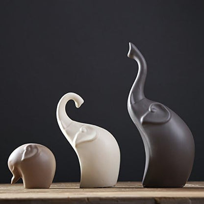 Minimalist Matte Ceramic Elephant Figurine Set